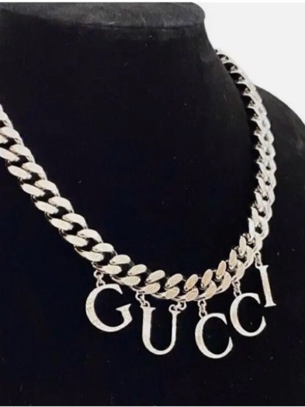 Gucci Silver-Tone Chunky Letter Pendant Necklace